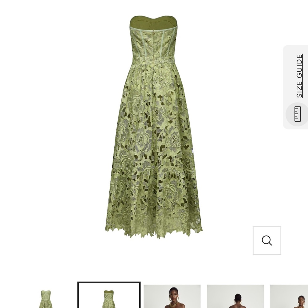 Chic Strapless Lace Dress in Olive - Picture 4 of 4